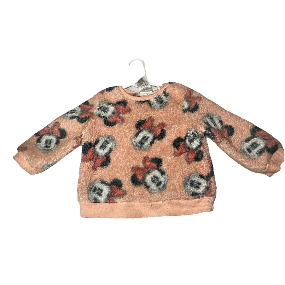 Disney Baby Girls Minnie Mouse Sherpa Long Sleeve‎ Sweatshirt Pink 6-9 Months